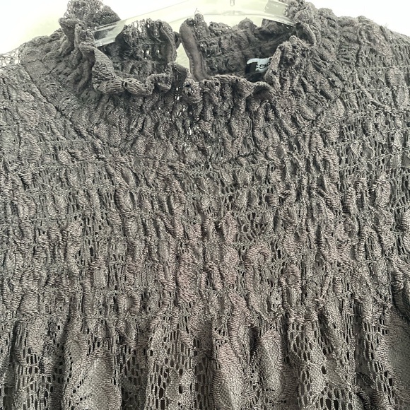 Cable & Gauge Black Lace Long Sleeve High Neck Blouse Elegant - Picture 8 of 12